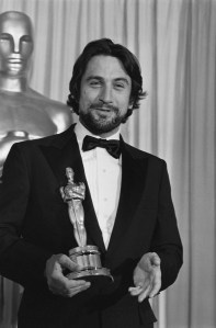 (Original Caption) 3/31/1981-Hollywood, CA: Actor Robert De Niro, closeup, with his Oscar for "best Male Performance" in the movie "Raging Bull."