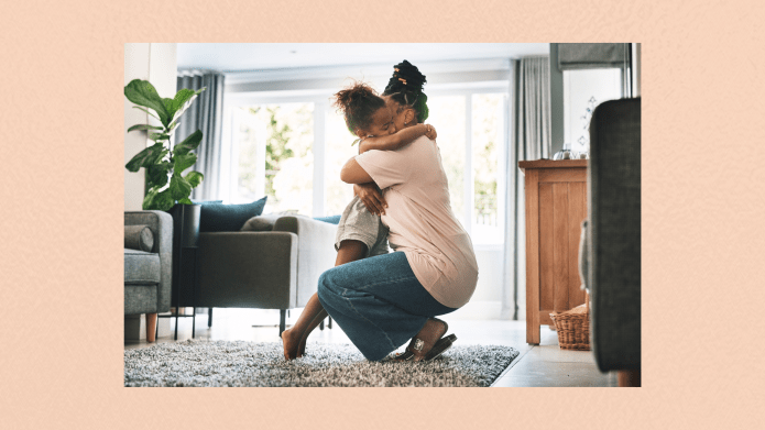 mother and child hugging